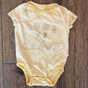 Gap Yellow 'Home Grown' Baby Onesie 12-18 Months